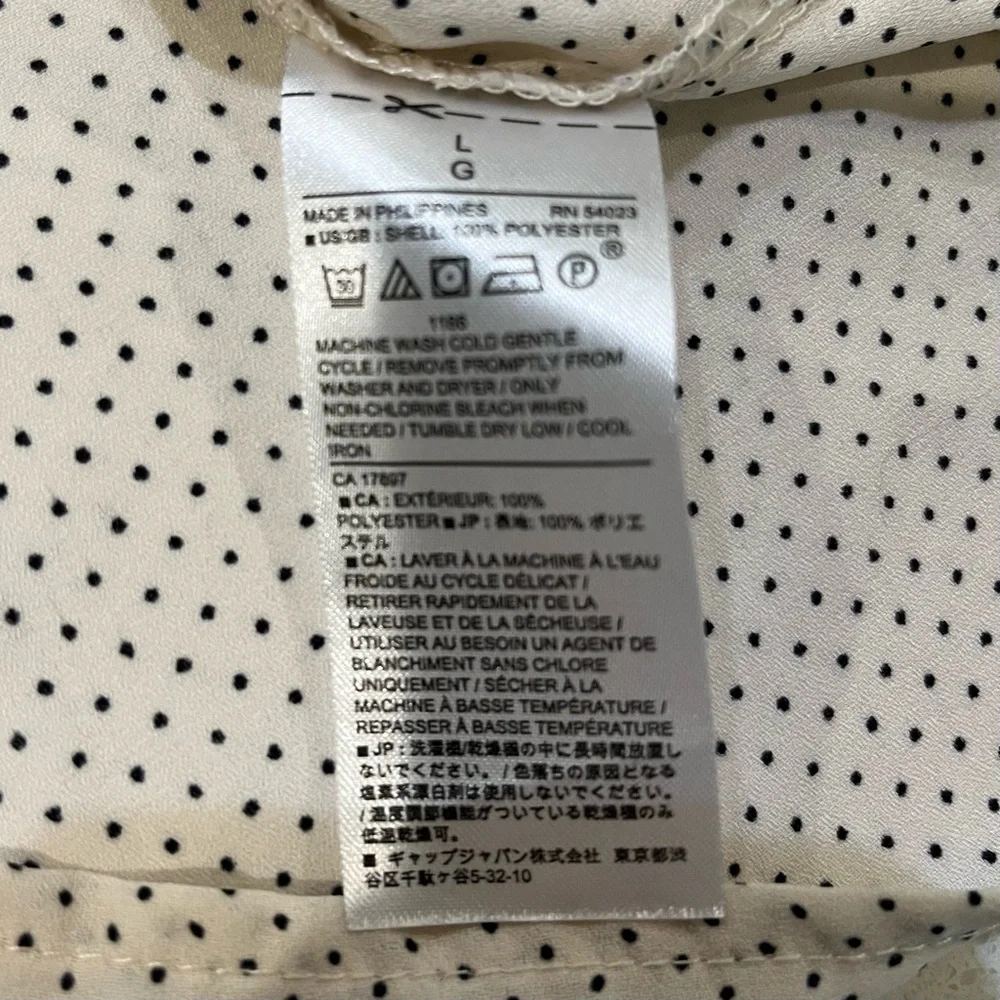 Banana Republic Sleeveless Black and Cream Pockadot Blouse Ladies L Large - Picture 7 of 7